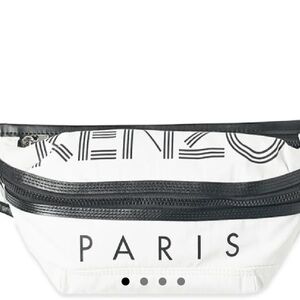 KENZO BUM BAG FANNY PACK WAIST BELT BAG WHITE TWO COMPARTMENT SPORT LOGO LVMH